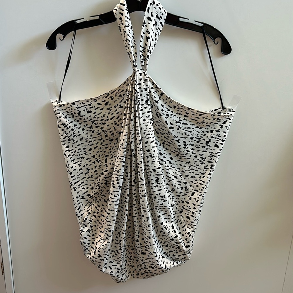 Robert Rodriquez White & Black Silk Halter Blouse Size 10 NWT
